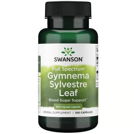 Gymnema Sylvestre Blad Volledig spectrum, 400 mg, 100 capsules, Swanson