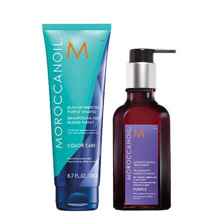 Blondes Shampoo + Lila Pflegeöl, 250 ml + 100 ml, Moroccanoil