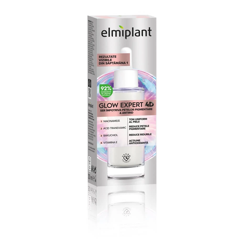 Gesichtsserum gegen Pigmentflecken Glow Expert 4D, 30 ml, Elmiplant