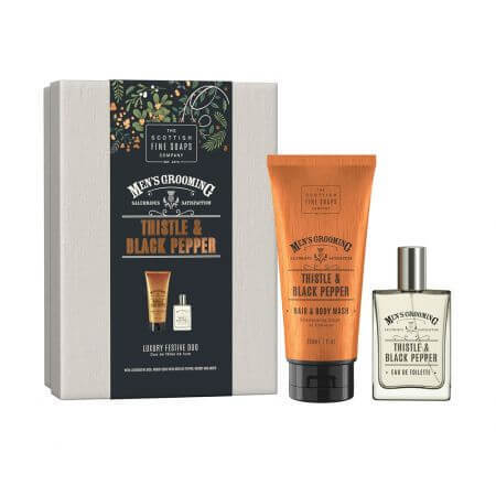 Feestelijke duo set voor mannen, Distel & Zwarte Peper, 1x200ml, 1x50ml, Scottish Fine Soaps