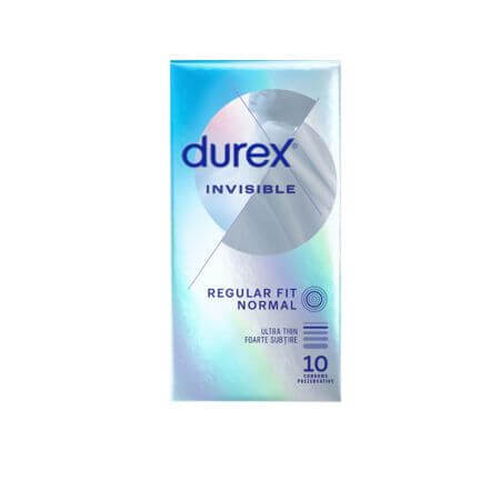 Prezervative Invisible Invisible Regular Fit Normal, 10 pieces, Durex