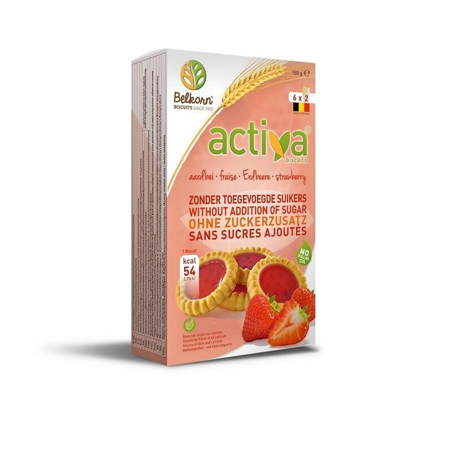 Biscuiți activă cu căpșuni (fără zahăr adăugat), 150 g, Belkorn