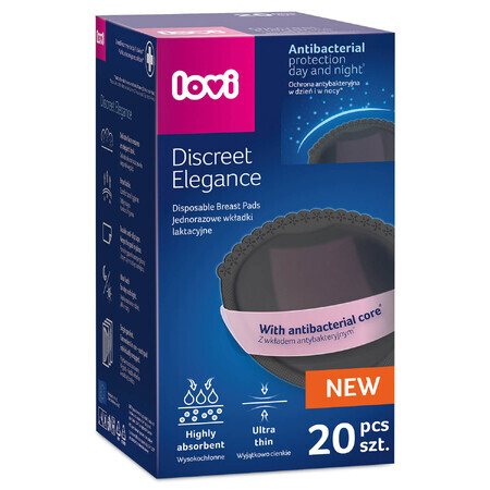 Lovi Discreet Elegance, breast pads, antibacterial, black, 20 pieces