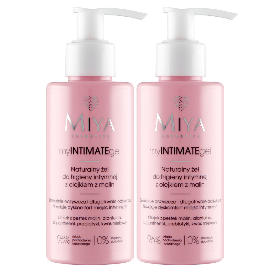 Miya myINTIMATEgel Set, natürliches Intimpflegegel mit Himbeeröl, 2 x 140 ml