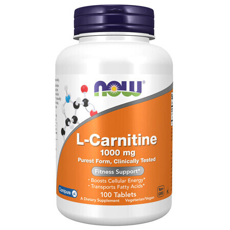 Now Foods L-Carnitina 1000 mg, L-Carnitina, 100 comprimidos