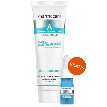 Pharmaceris Lipo-Sensilium, nährende Multi-Lipid-Gesichtscreme, 50 ml + Hyaluro-Sensibio, intensiv feuchtigkeitsspendendes Serum, 4 ml gratis