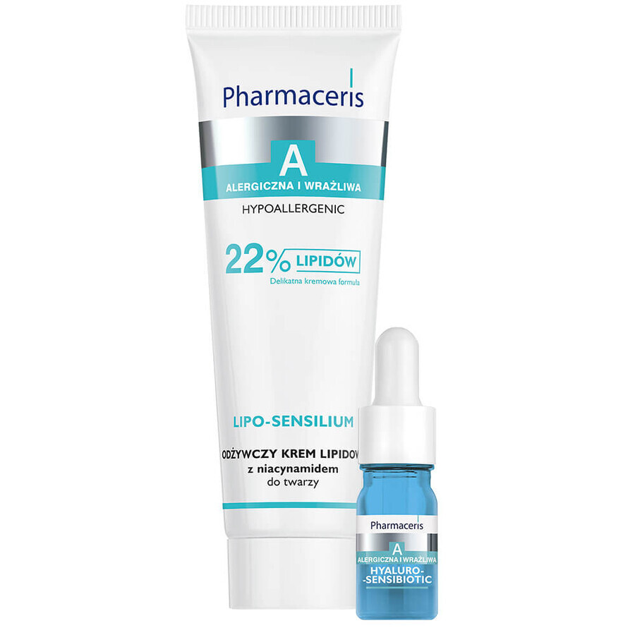 Pharmaceris Lipo-Sensilium, nährende Multi-Lipid-Gesichtscreme, 50 ml + Hyaluro-Sensibio, intensiv feuchtigkeitsspendendes Serum, 4 ml gratis