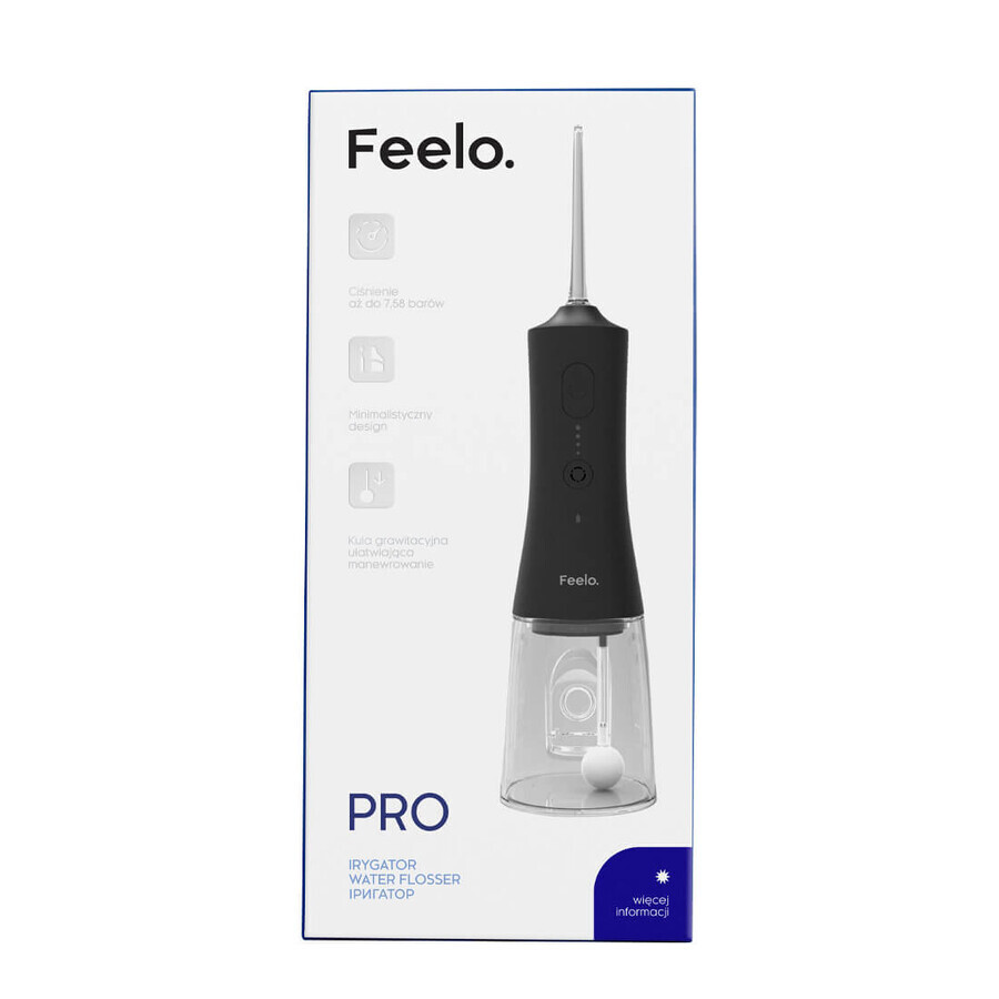 Feelo Pro, irrigador dental, sin cable, negro