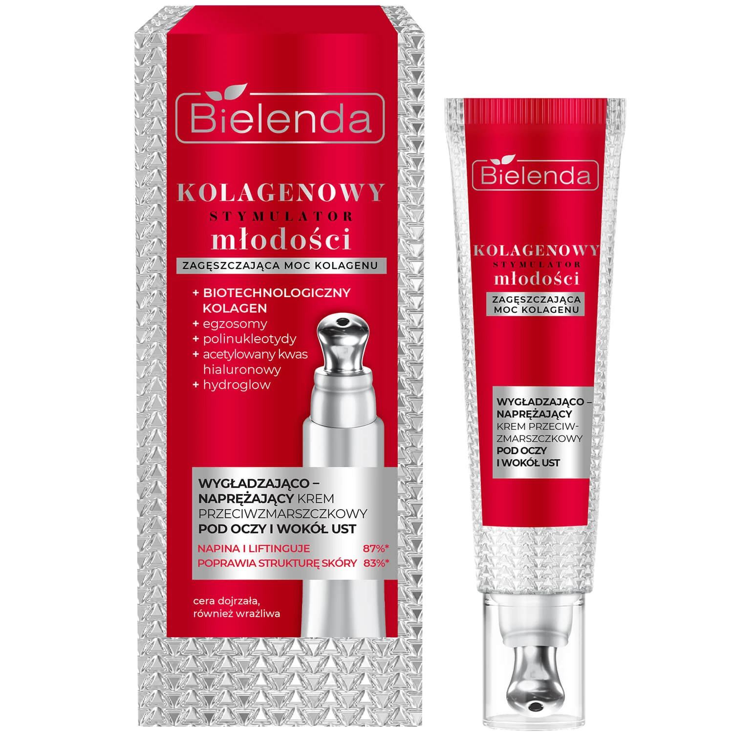 Bielenda Collagen Youth Stimulator, glättende und straffende Creme gegen Falten unter den Augen und um die Lippen, 15 ml