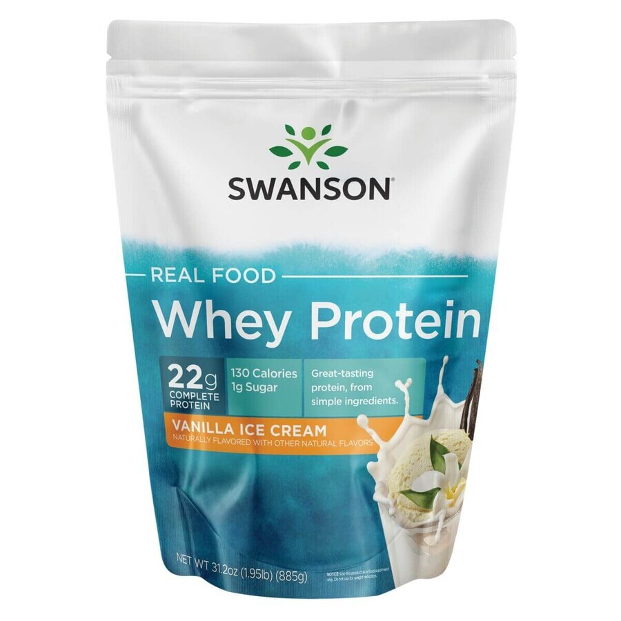 Swanson Real Food Whey Protein, vanilla ice cream flavor, 885 g