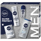 Nivea Men Silver Protect Set, Rasierschaum 200 ml + Aftershave Balsam 100 ml + Duschgel 250 ml + Anti-Transpirant Roll-on 50 ml