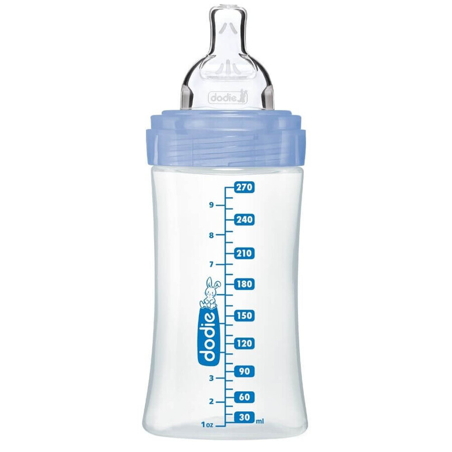 Bottle with sensory function and anti-colic flat teat Flow 2, Large, 0-6 months, 270 ml, Dodie