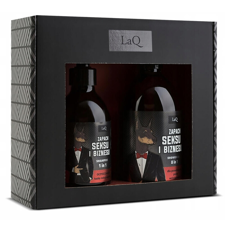 LaQ Dobermann Set, 8 in 1 Duschgel 500ml + reinigendes Shampoo 300ml