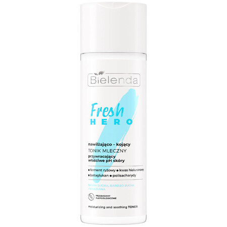 Bielenda Fresh Hero, lait tonique hydratant et apaisant pour rétablir le pH de la peau, 200 ml