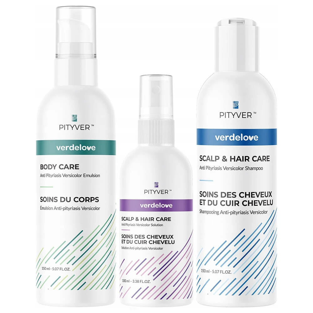 Verdelove Pityver Kit für verkrustete Schuppen, Shampoo 150 ml + Flüssigkeit 100 ml + Emulsion 150 ml