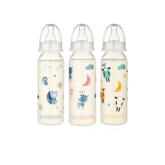 Flasche mit Standardhals, M-Nippel, 240ml, Baby nova