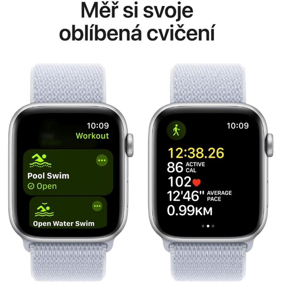 Apple Watch SE (2024) Cellular 40mm, Aluminium Silber mit Cloud Blue Wechselarmband