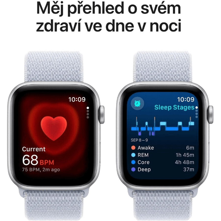 Apple Watch SE (2024) Cellular 40mm, Aluminium Silber mit Cloud Blue Wechselarmband