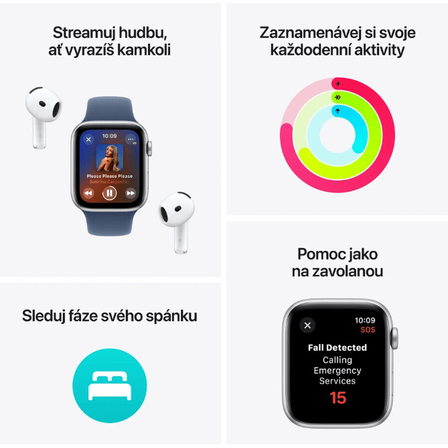 Apple Watch SE (2024) Cellular 40mm, Aluminium Silber mit Cloud Blue Wechselarmband