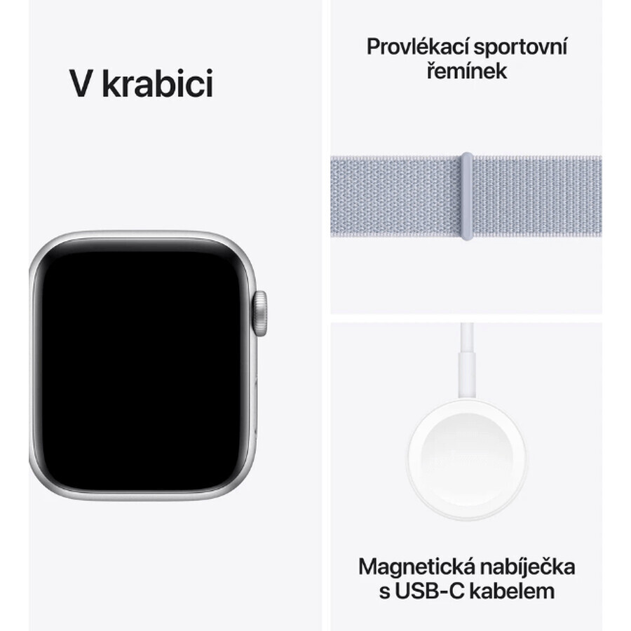 Apple Watch SE (2024) Cellular 40mm, Aluminium Silber mit Cloud Blue Wechselarmband