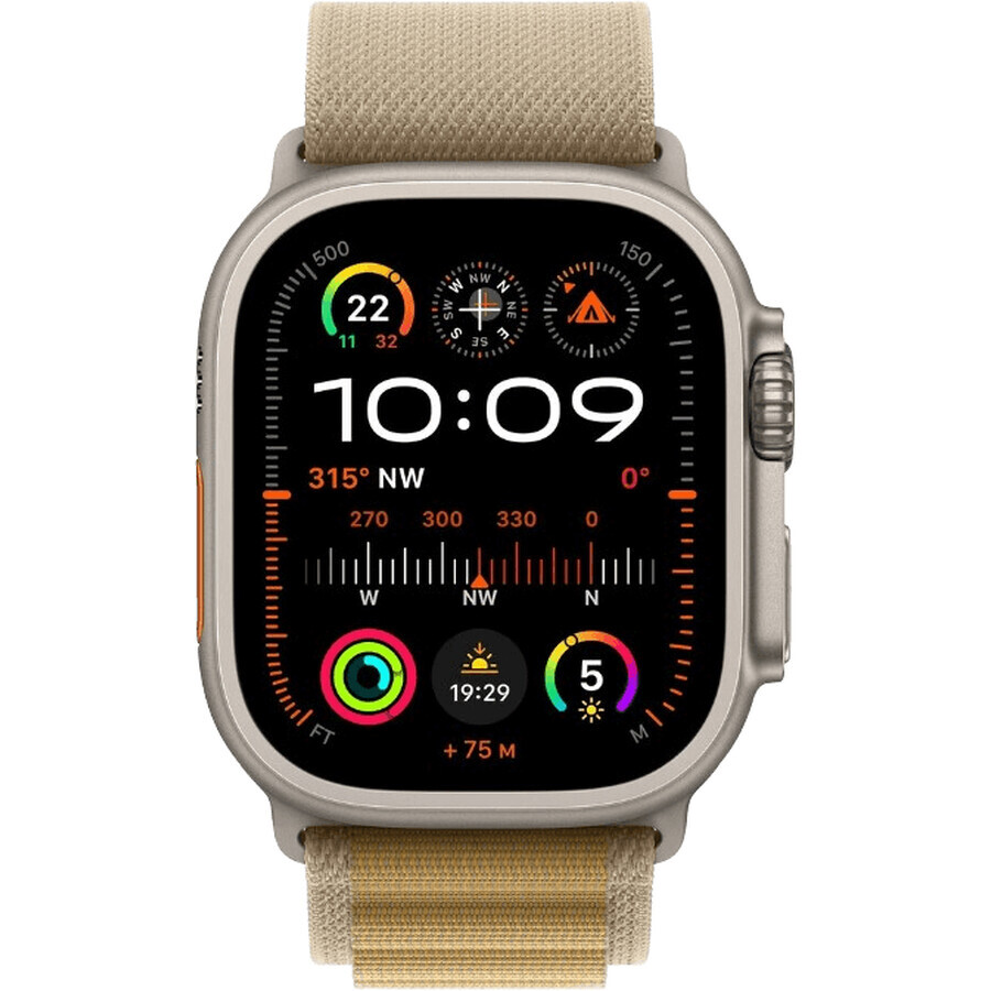 Apple Watch Ultra 2 (2024) 49mm, Natürliches Titan mit gelb-braunem Alpine M