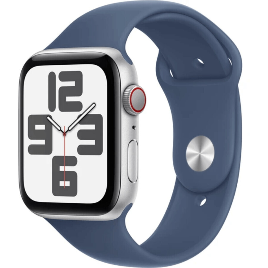 Apple Watch SE GPS + Cellular 44mm Caja de aluminio plateada con correa deportiva vaquera - M/L