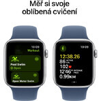 Apple Watch SE GPS + Cellular 44mm Caja de aluminio plateada con correa deportiva vaquera - M/L