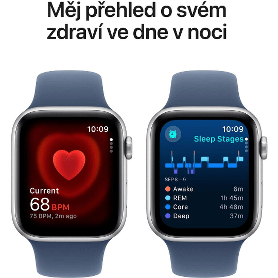 Apple Watch SE GPS + Cellular 44mm Caja de aluminio plateada con correa deportiva vaquera - M/L