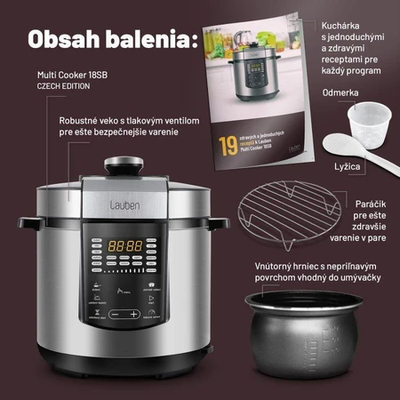 Lauben Multi Cooker 18SB Czech Edition Multifunctionele snelkookpan