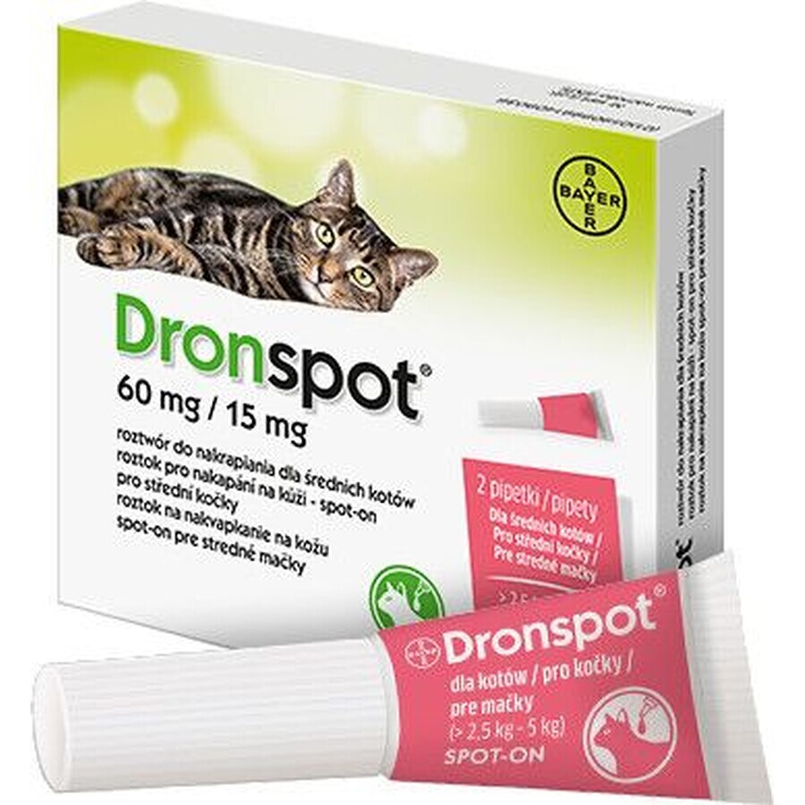 Dronspot 60 mg/15 mg Cats medium spot-on 2 x 0,7 ml