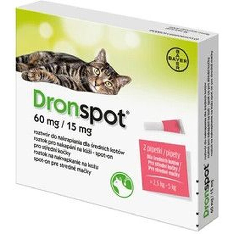 Dronspot 60 mg/15 mg Cats medium spot-on 2 x 0,7 ml