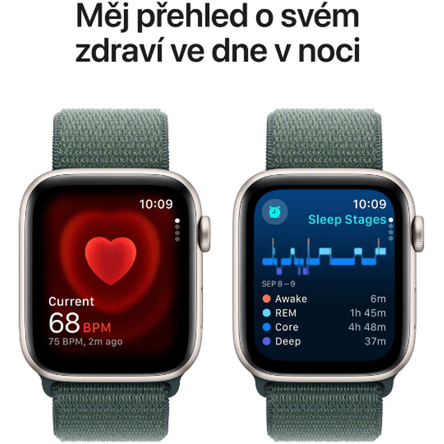 Apple Watch SE GPS 40mm Boîtier aluminium Starlight avec boucle sport Lake Green