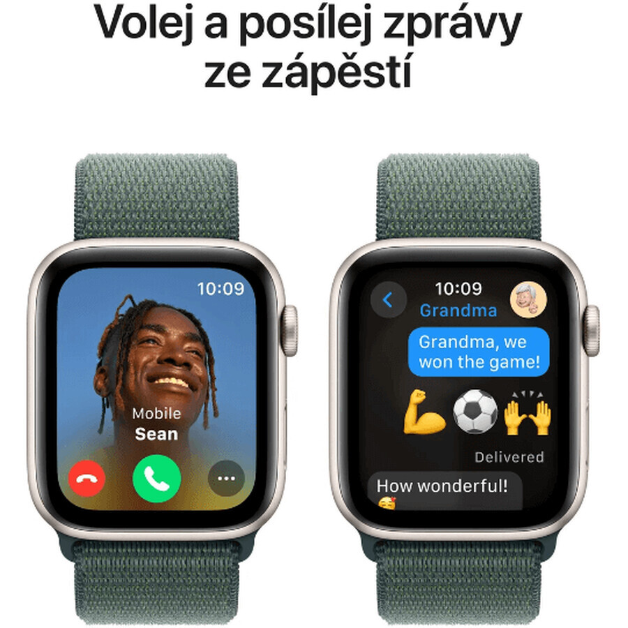 Apple Watch SE GPS 40mm Boîtier aluminium Starlight avec boucle sport Lake Green