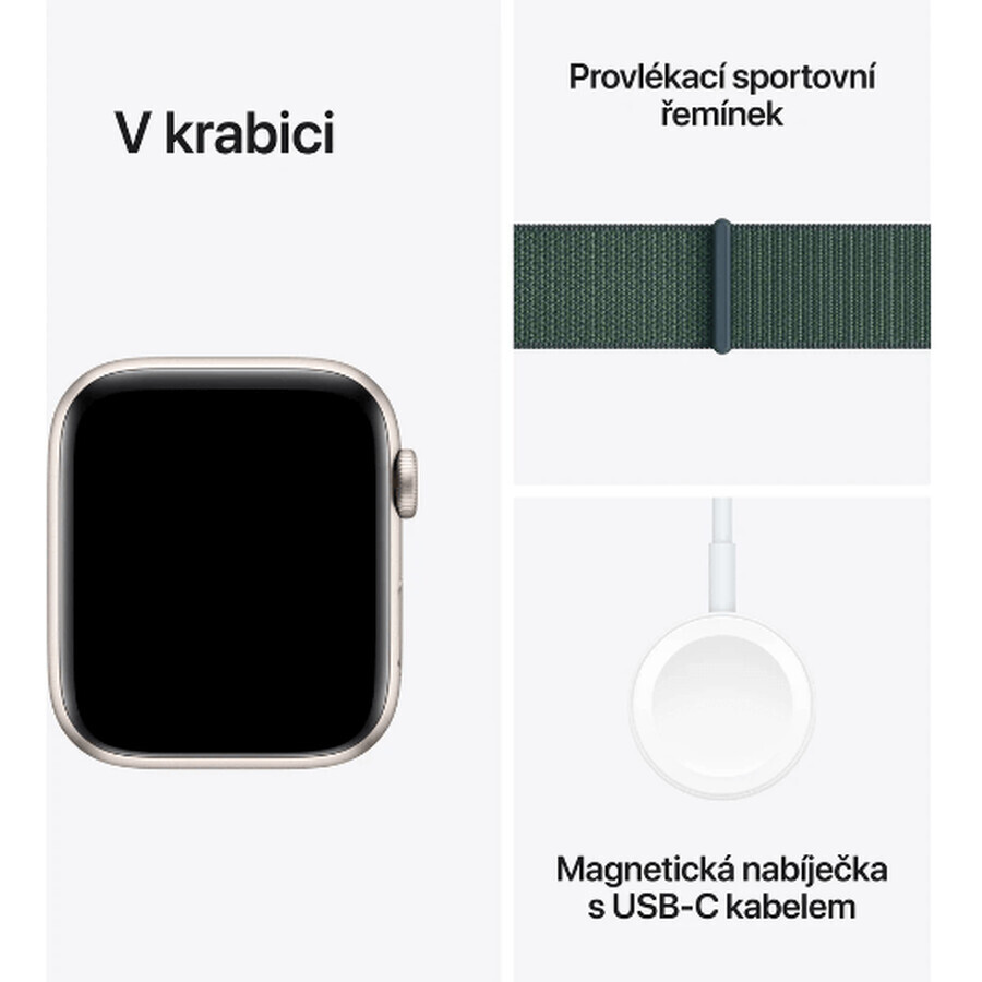 Apple Watch SE GPS 40mm Boîtier aluminium Starlight avec boucle sport Lake Green