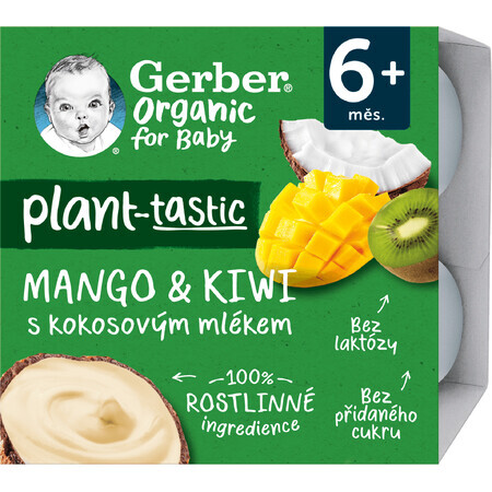 Gerber Bio 100% pflanzliches Mango-Kiwi-Dessert mit Kokosmilch 4 x 90 g