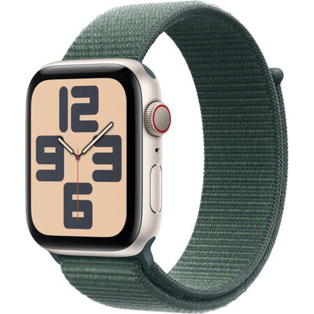 Apple Watch SE (2024) Cellular 40 mm, alluminio bianco stellare con cinturino di ricambio verde lago