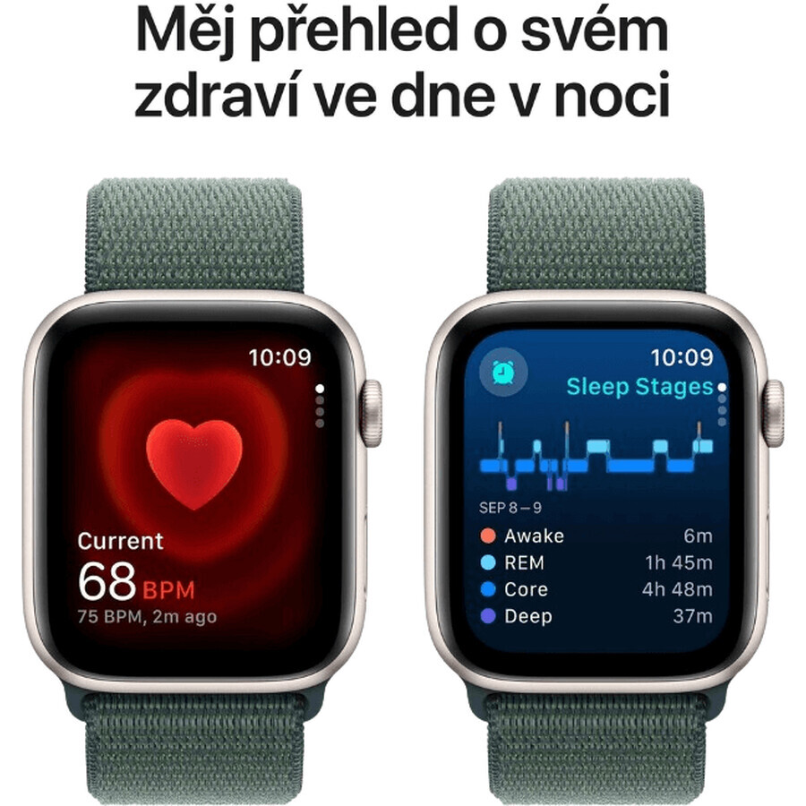 Apple Watch SE (2024) Cellular 40 mm, alluminio bianco stellare con cinturino di ricambio verde lago