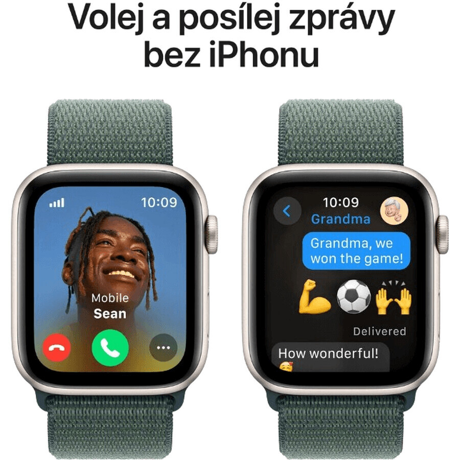 Apple Watch SE (2024) Cellular 40 mm, alluminio bianco stellare con cinturino di ricambio verde lago