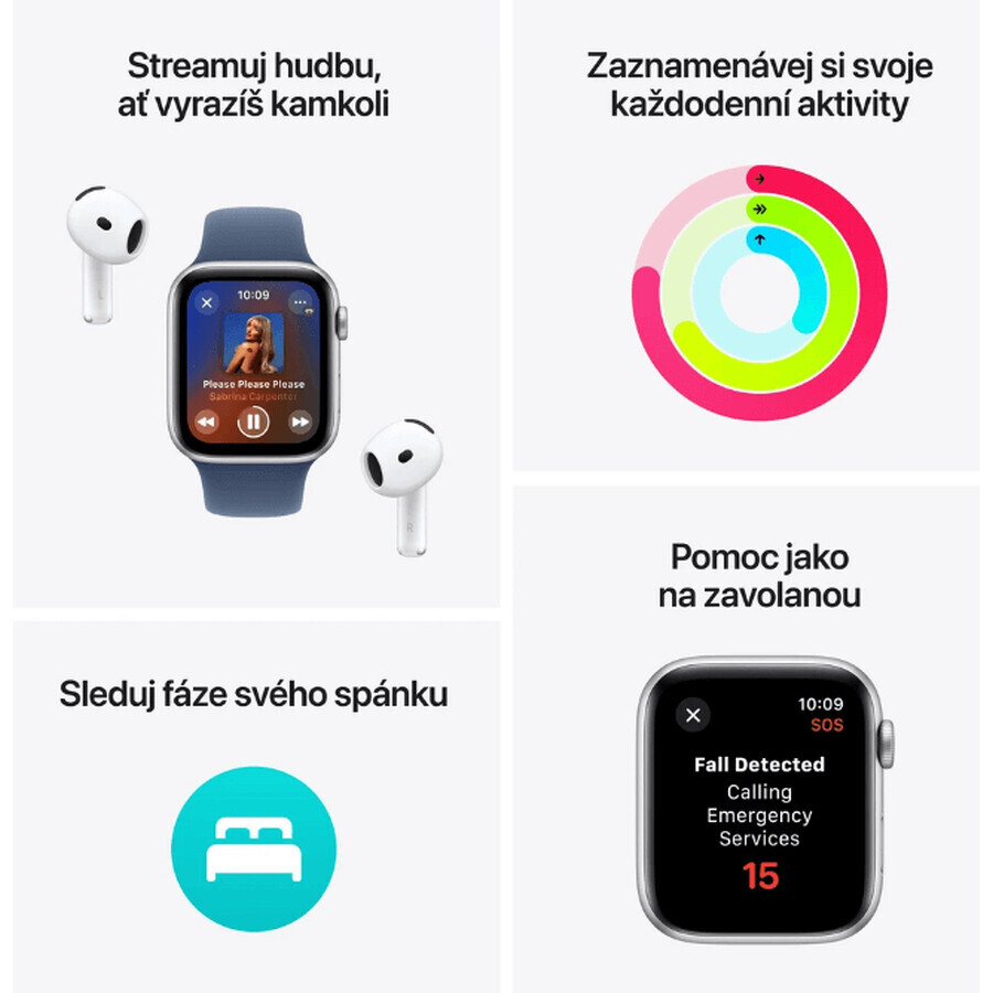 Apple Watch SE (2024) Cellular 40 mm, alluminio bianco stellare con cinturino di ricambio verde lago