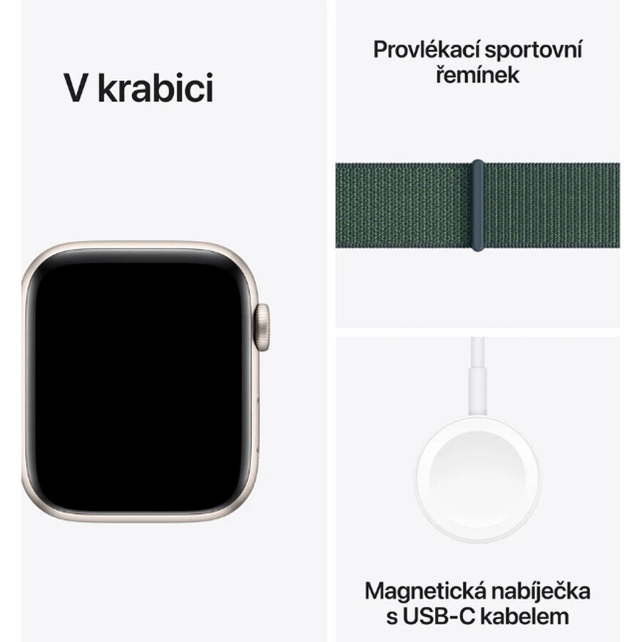 Apple Watch SE (2024) Cellular 40 mm, alluminio bianco stellare con cinturino di ricambio verde lago