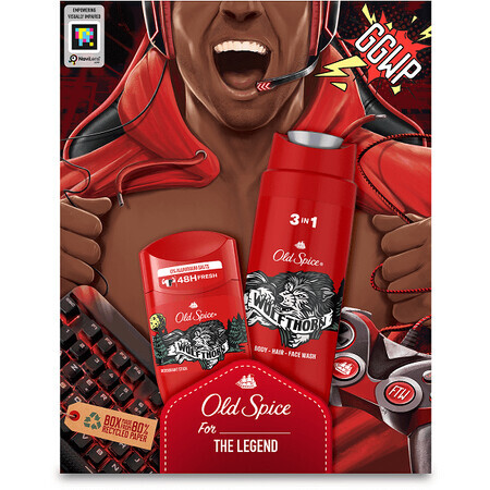 Old Spice Gamer für Männer - Geschenkset mit Deodorant-Stick und Wolfthorn-Duschgel mit tropischem Zitrusgeschmack