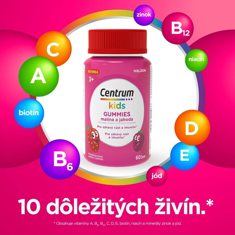 Centrum Kids Gummies lampone e fragola, confezione regalo, gelatina 2 x 60