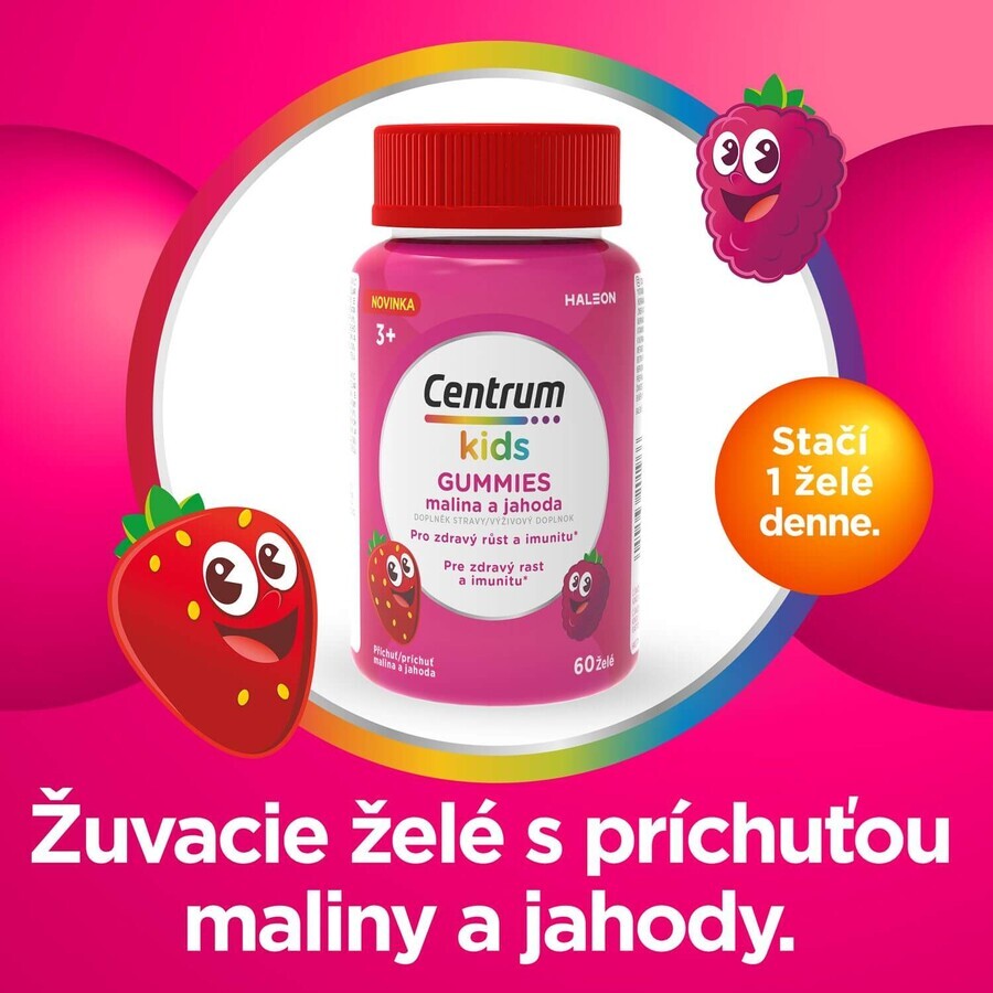 Centrum Kids Gummies lampone e fragola, confezione regalo, gelatina 2 x 60