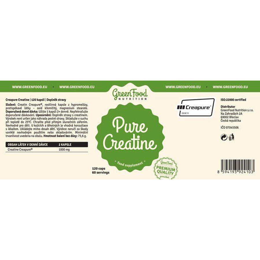 GreenFood Nutrition GreenFood Creatina Pura 120 cápsulas