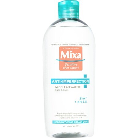 Mixa Anti-Imperfection mizellares Wasser für empfindliche Mischhaut bis fettige Haut, 400 ml