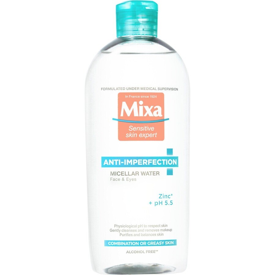 Mixa Anti-Imperfection mizellares Wasser für empfindliche Mischhaut bis fettige Haut, 400 ml