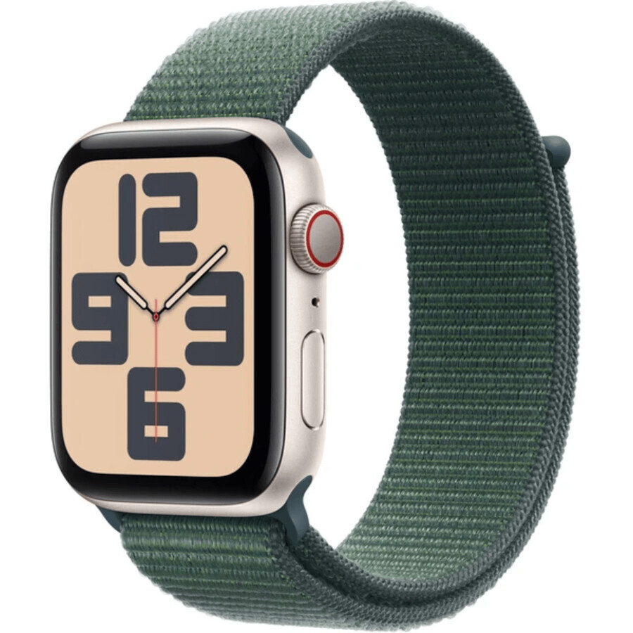 Apple Watch SE GPS + Cellular 44mm Starlight Caja de aluminio con bucle deportivo Lago Verde