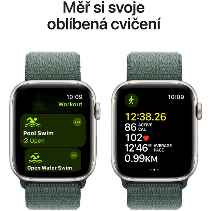 Apple Watch SE GPS + Cellular 44mm Starlight Caja de aluminio con bucle deportivo Lago Verde