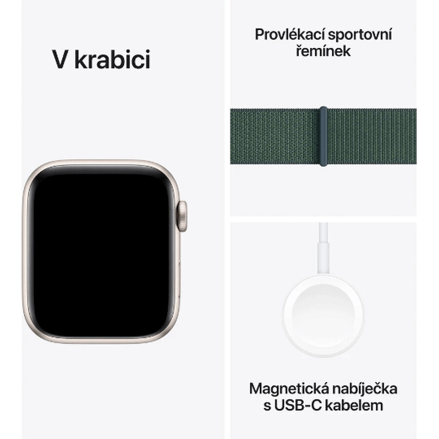 Apple Watch SE GPS + Cellular 44mm Starlight Caja de aluminio con bucle deportivo Lago Verde