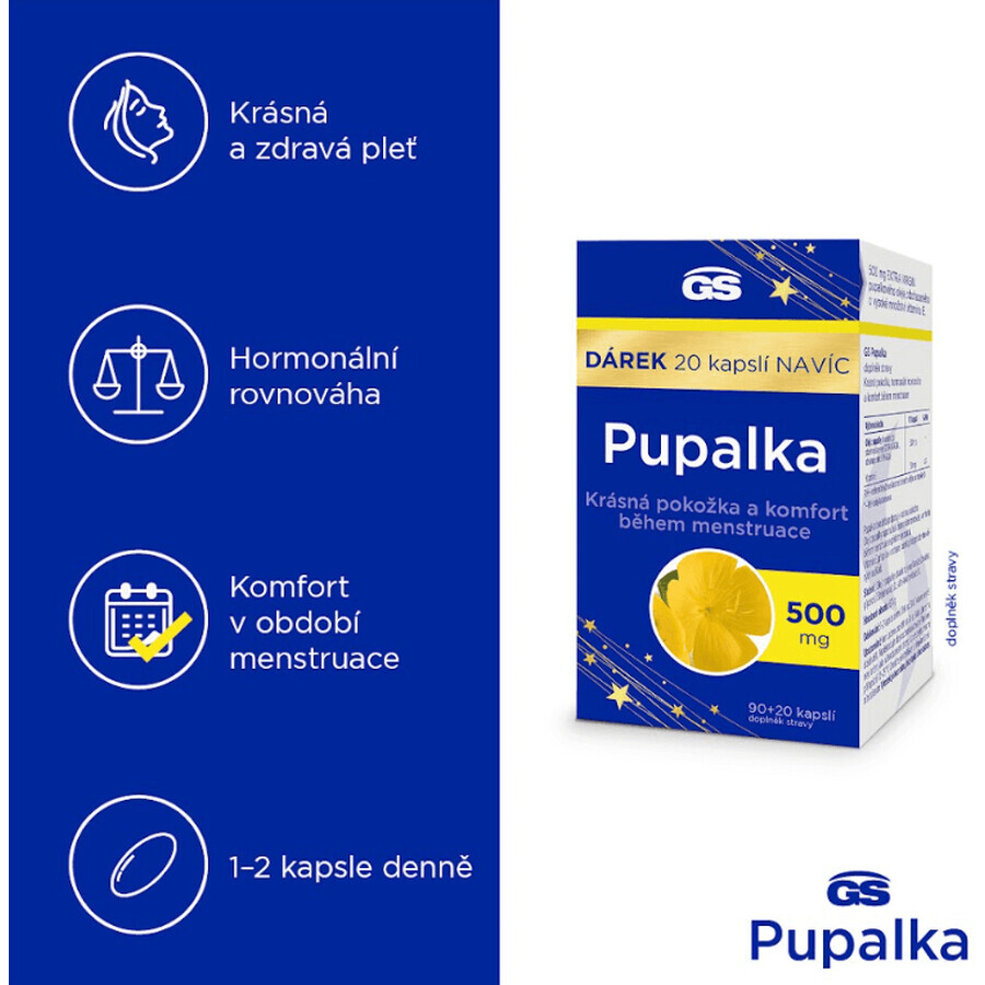 GS Pupalka 500 mg, 90 + 20 Kapseln